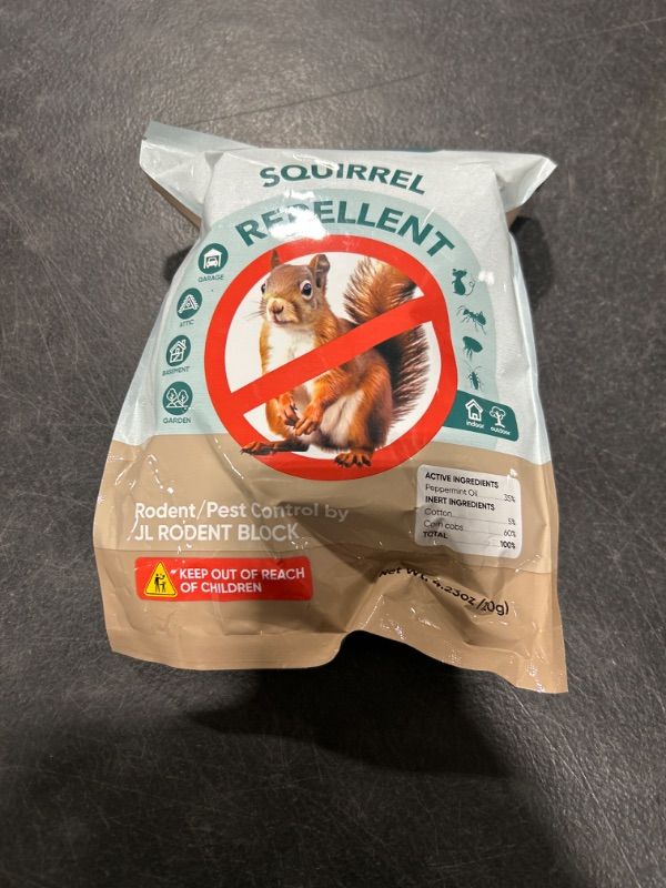 Photo 2 of JL Rodent Block Squirrel Repellent Pouch 6-Pack - Powerful Against Mice, Racoons, Chipmunks, Snakes, Mosquitos, Ants. All Natural Ingredients, Refillable Mesh Bag & Carabiner for Hanging