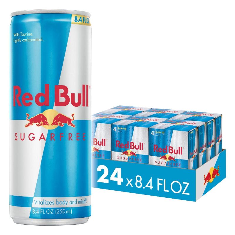 Photo 1 of Red Bull Sugar Free Energy Drink with 80mg Caffeine plus Taurine & B Vitamins, 8.4 Fl Oz, 6 Packs of 4 Cans (Pack of 24) -- EXP 09 2024
