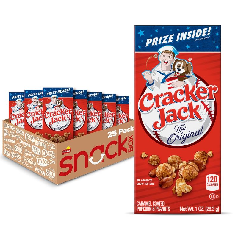 Photo 1 of Cracker Jack Caramel Coated Popcorn & Peanuts, Original, 1 Ounce Boxes (Pack of 25)
