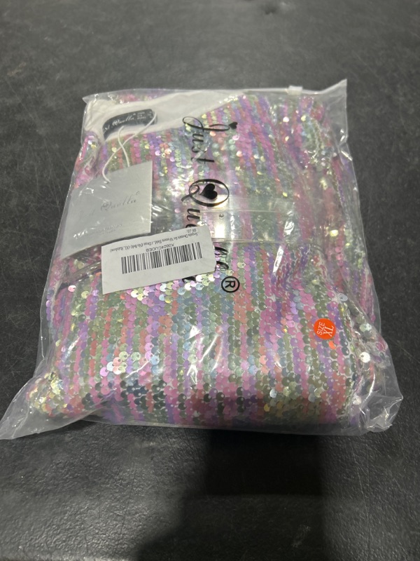 Photo 2 of Sequin Dresses for Women Field Day Rainbow Sequin Festival Dress Short Sleeved Tshirt Dress (No Belt) (XL, Rainbow)