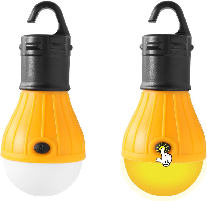 Photo 1 of KINUR Sleep Aid Camping Light Bulbs Soft Amber Yellow Color Bug Resistent Portable Hanging Lantern for Kids,Baby,Camping,Hiking,Fishing,Decoration,Gift.(Batteries Not Included) 2 Pack
