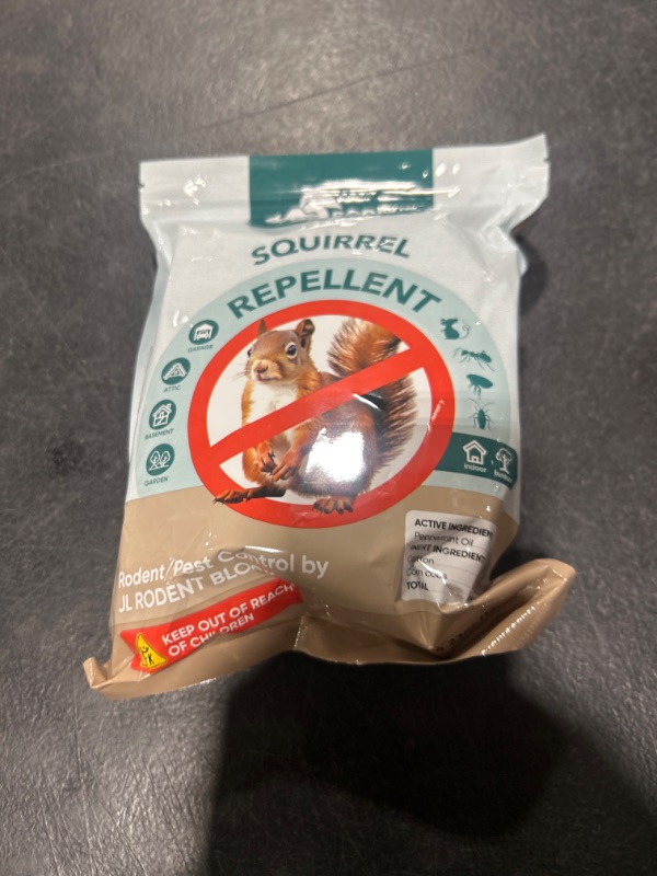 Photo 2 of JL Rodent Block Squirrel Repellent Pouch 6-Pack - Powerful Against Mice, Racoons, Chipmunks, Snakes, Mosquitos, Ants. All Natural Ingredients, Refillable Mesh Bag & Carabiner for Hanging