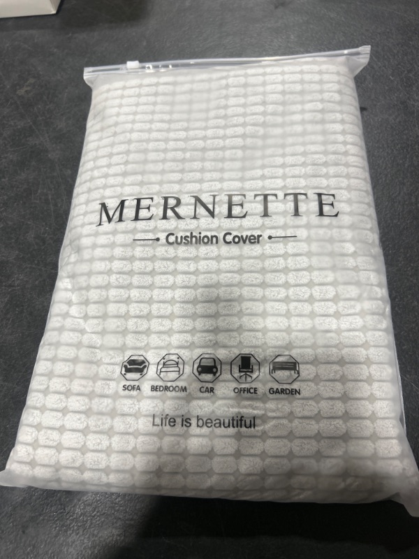 Photo 2 of MERNETTE Pack of 2, Corduroy Soft Decorative Square Throw Pillow Cover Cushion Covers Pillowcase, Home Decor Decorations for Sofa Couch Bed Chair 26x26 Inch/65x65 cm (Granules Light Grey)