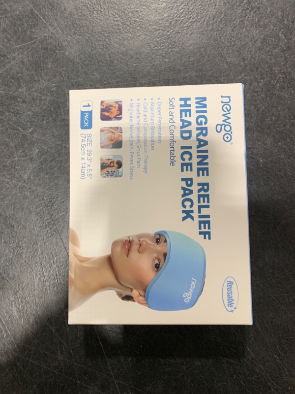 Photo 2 of NEWGO Ice Pack for Migrianes and Headaches Relief, Migraines Ice Head Wrap Gel Cold Pack Hot or Cold Therapy for Headache Relief, Tension, Sinus Pain, Chemo, Head Injuries ?Blue