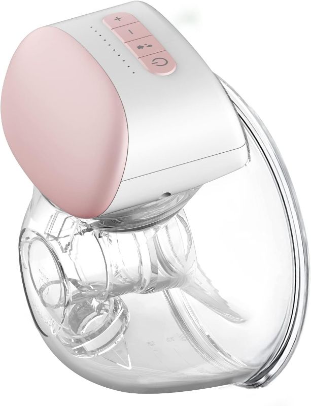 Photo 1 of IKARE Wearable Double Breast Pump Hands Free, Pain Free Portable Electric Breastfeeding Pump with 3 Mode & 10 Levels, Rechargeable Milk Pump for Travel & Home, 24mm/28mm Flange, Super Quiet (Pink) 