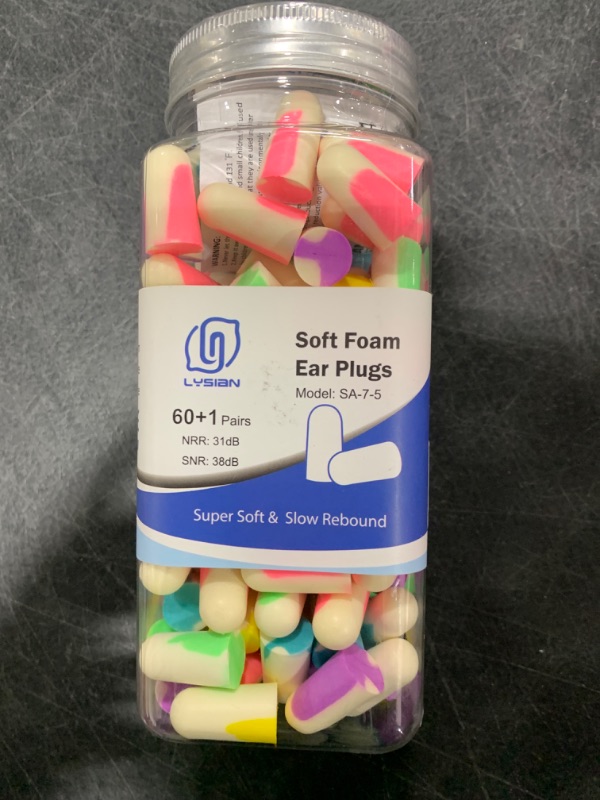 Photo 2 of LYSIAN Ultra Soft Foam Earplugs for Sleep- Noise Cancelling Ear Plugs for Sleeping, Shooting,Snoring, Mowing Sound Reduction 38dB- 60 Pairs Multi Color