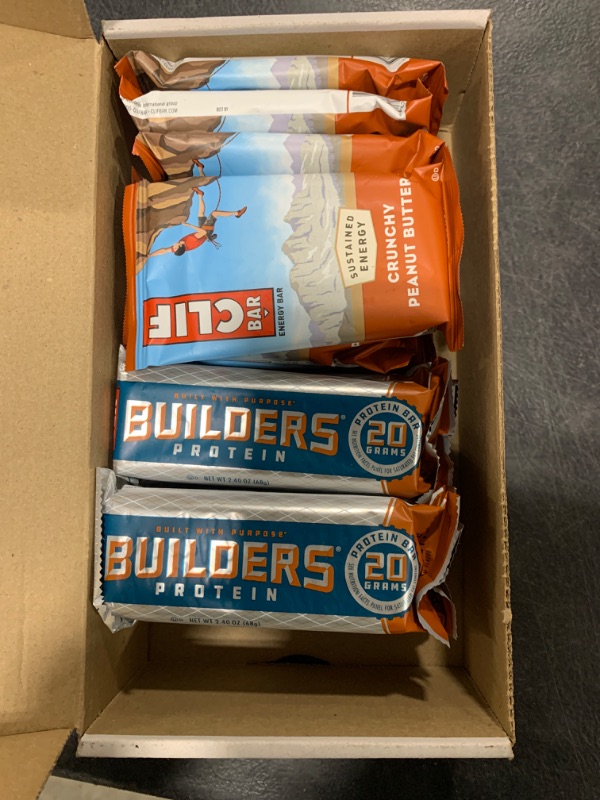 Photo 2 of CLIF BAR and CLIF Builders - Variety Pack - Crunchy Peanut Butter and Chocolate Peanut Butter - Energy Bars and Protein Bars - Non-GMO - Plant Based - 2.4 oz. (14 Count)