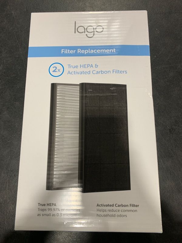 Photo 2 of LAGO Air Purifier Replacement Filter, 2-in-1 True HEPA Filter and Activated Carbon Filter Set for Lago Air Purifier Model LAPKJ500GTB32, Set of 2