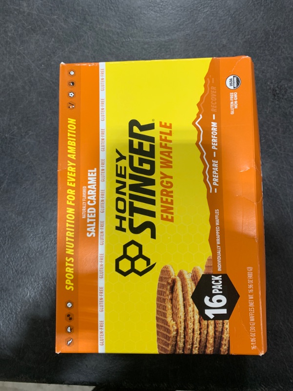 Photo 2 of Honey Stinger Organic Gluten Free Salted Caramel Waffle | Energy Stroopwafel for Exercise, Endurance and Performance | Sports Nutrition for Home & Gym, Pre & Post Workout | Box of 16 Waffles, 16.96 Oz