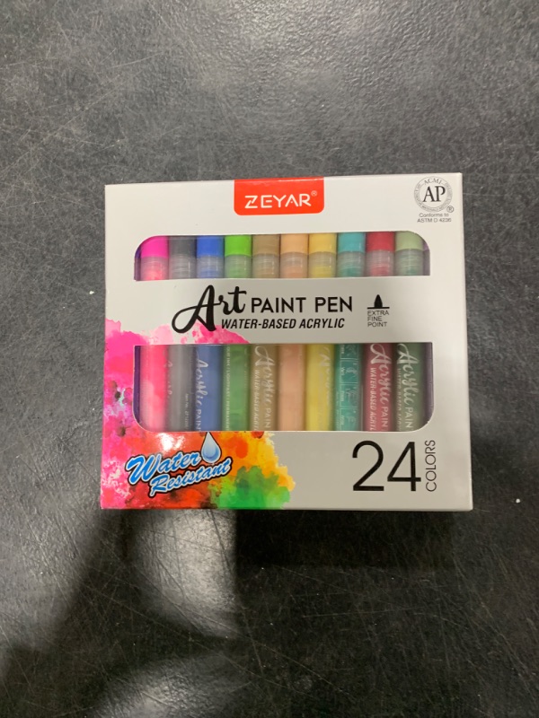 Photo 2 of ZEYAR Acrylic Paint Pens, Extra Fine, 24 Colors, Permanent & Waterproof Ink, AP Certified, Works on Rock, Wood, Glass, Metal, Ceramic and Non porous Surfaces (24 Colors)