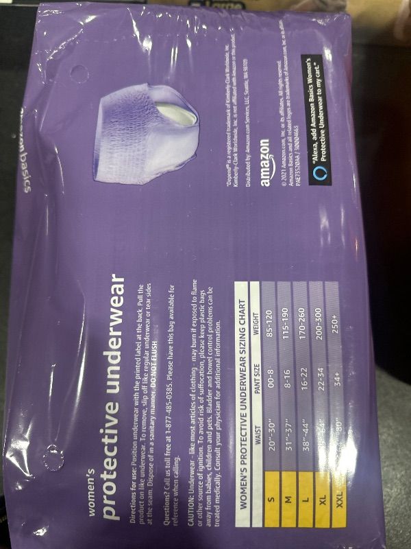 Photo 2 of Amazon Basics Incontinence & Postpartum Underwear for Women, Maximum Absorbency, Small, 24 Count, Lavender (Previously Solimo) Small (24 Count)