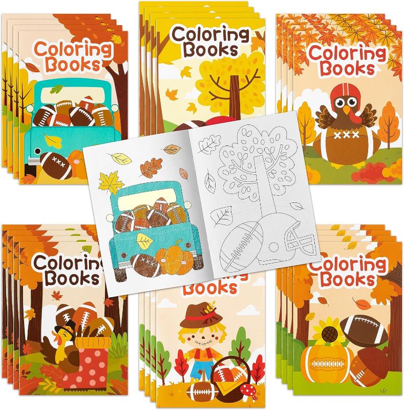 Photo 1 of Dvbonike 24Pcs Fall Football Coloring Books Thanksgiving DIY Color-in Pages Maple Leaves Pumpkin Turkey Drawing Booklet Party Favors Gifts Home Classroom...
