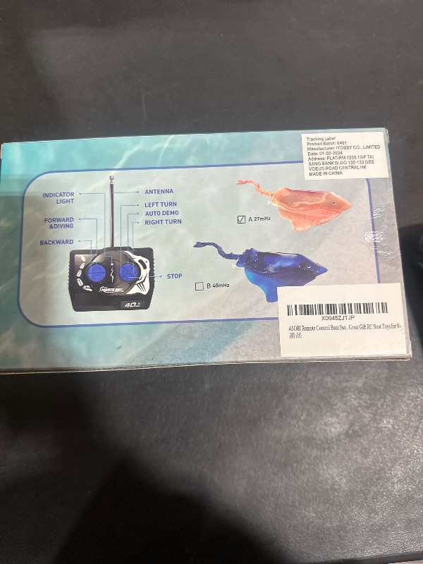 Photo 1 of ASOBI Remote Control Boat, 2.4Ghz RC Boat Stingray Robot Fish Toy with LED Lights for Lake Swimming Pool Bathroom Summer Toys for 4 5 6+ Year Old Boys and Girls Christmas Birthday Gifts