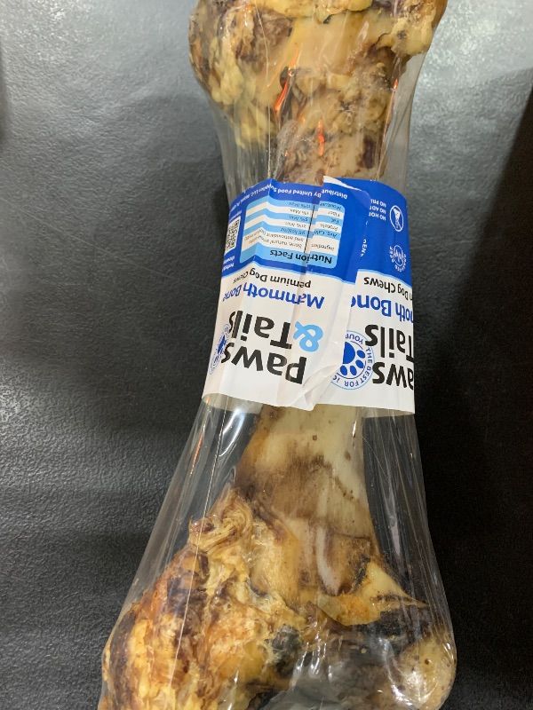 Photo 1 of PAWS&TAILS Mammoth Bone for Large Dogs - Heavy-Duty Aggressive Chewers Beef Dog Treat, 100% Digestible, Odor-Free, Dental Health, High Protein, Non-GMO, Grain-Free, Mental Stimulation, Stress Relief