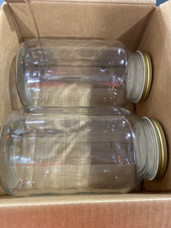 Photo 2 of 2 Pack - 1 Gallon Glass Mason Jar Wide Mouth with Airtight Metal Lid - Safe for Fermenting Kombucha Kefir - Pickling, Storing and Canning- BPA-Free Dishwasher Safe- Made in USA By Kitchentoolz