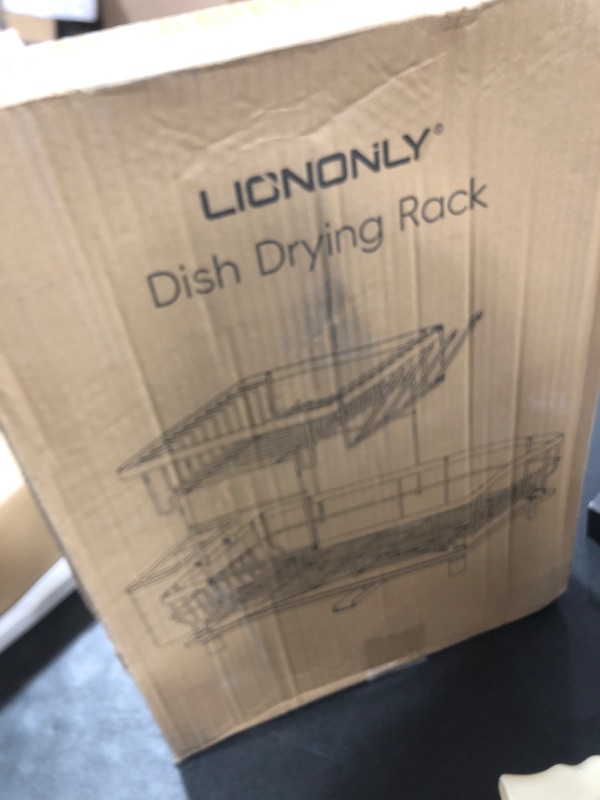 Photo 1 of LIONONLY 2 Tier Dish Drying Rack, Larger Capacity Dish Drying Rack for Kitchen Counter, Dish Drainer with 360° Rotatable Spout, Multifunctional Dish Rack with Cup Holder, Utensil Holder, White