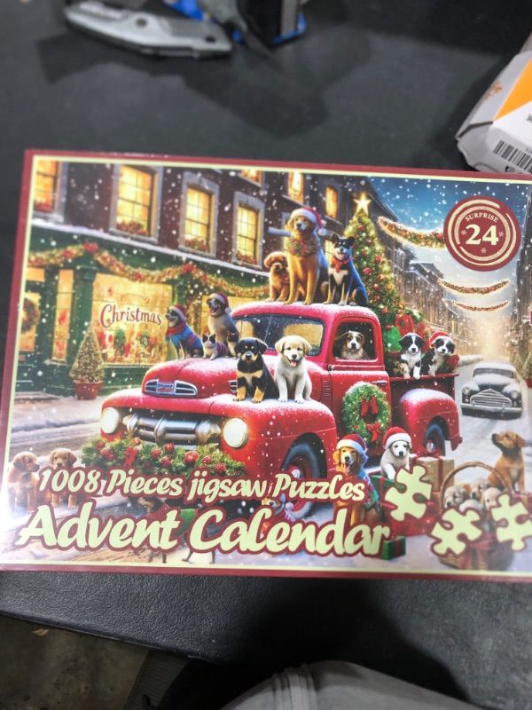 Photo 1 of Advent Calendar 2024 Christmas Jigsaw Puzzles - Christmas Dogs 1008 Pieces Christmas Puzzles for Kids and Adults, 24 Boxes Advent Calendars Countdown to Christmas Puzzle Gift