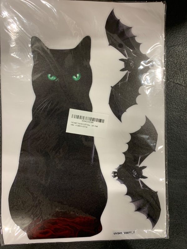 Photo 1 of Halloween Decorations Window Clings 6 Sheets Black Cat Spider Web Bat Window Stickers Self Adhesive Glass Windows Decals Halloween Party Decor Supplies