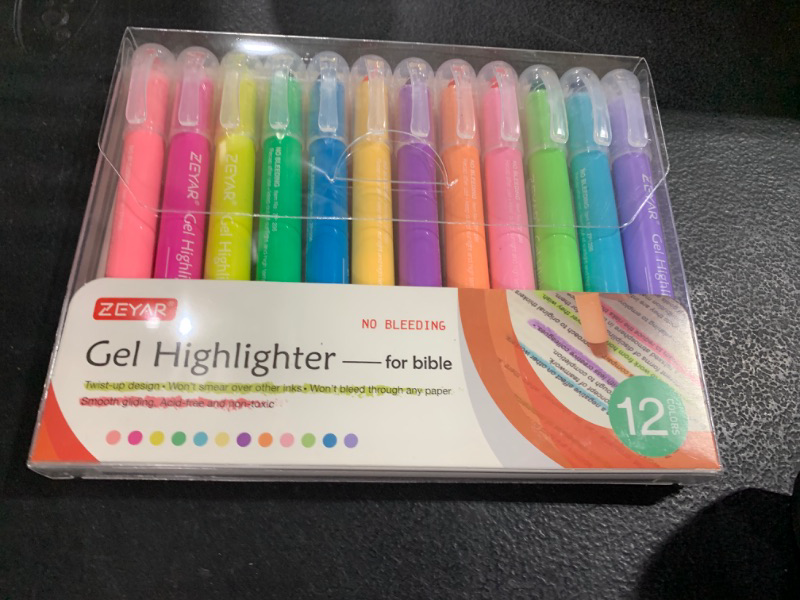 Photo 2 of ZEYAR Gel Highlighters, Bible Highlighter Pens, No Bleed, Quick Dry, assorted colors, Bible Study and Bible Journaling Supplies, Bible highlighters for Tabs (12 Vibrant colors)