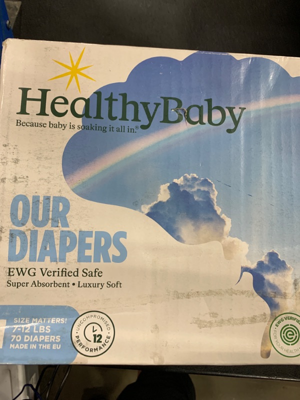 Photo 2 of HealthyBaby Our Diapers | EWG Verified Safe & Plant-Based Diapers | Absorbent for Leak Protection | Soft Organic Cotton Shell | Chlorine-Free Diaper for Sensitive Skin | Size 1 (70 Diapers)