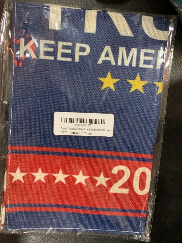 Photo 2 of Poolfind Trump 2024 Flag and 50 Pcs Stickers- Take Back America - 3x5 Feet, Indoor and Outdoor Use - 2 Metal Grommets - Patriotic Design