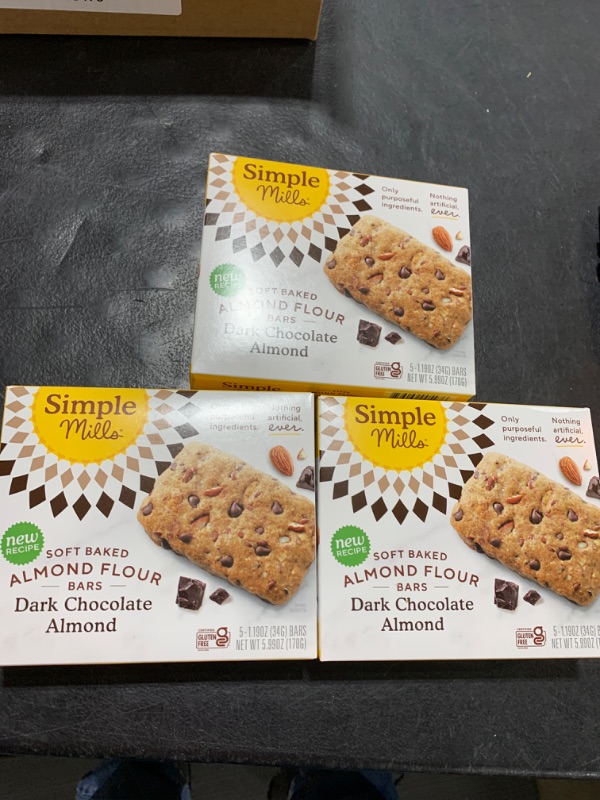 Photo 2 of Simple Mills Soft Baked Dark Chocolate Almond Flour Bars, 5 ct, 1.19 oz each