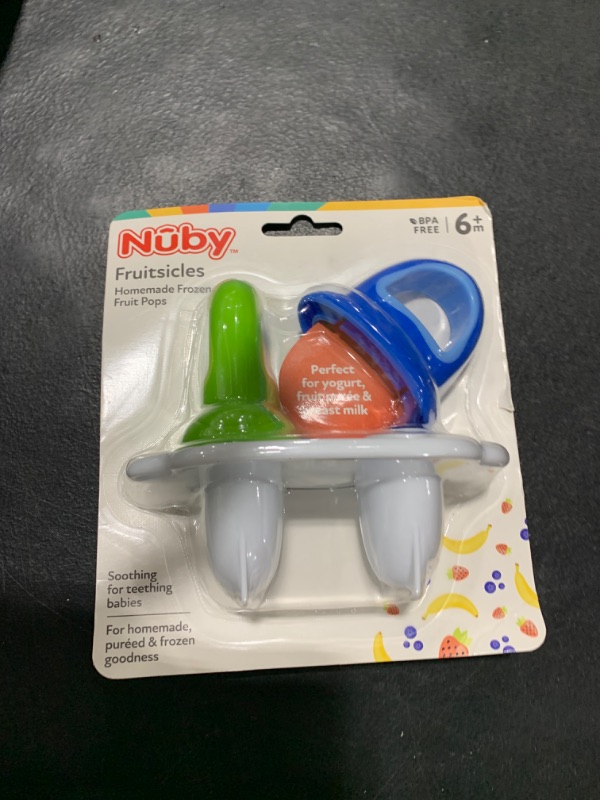 Photo 2 of Nuby 2pk Fruitsicle Soothie Pop, Blue and Green