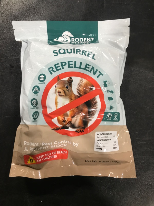 Photo 2 of JL Rodent Block Squirrel Repellent Pouch 6-Pack - Powerful Against Mice, Racoons, Chipmunks, Snakes, Mosquitos, Ants. All Natural Ingredients, Refillable Mesh Bag & Carabiner for Hanging