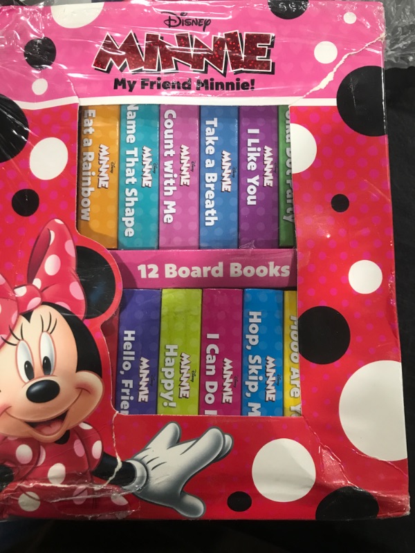 Photo 2 of Disney Minnie Mouse Board Books Set Toddlers Babies Bundle ~ Pack of 12 Chunky My First Library Board Book Block with Stickers (Minnie Mouse Books for Infants)