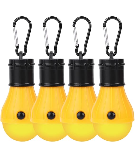 Photo 1 of KINUR Sleep Aid Camping Light Bulbs Soft Amber Yellow Color Bug Resistent Portable Hanging Lantern for Kids,Baby,Camping,Hiking,Fishing,Decoration,Gift.(Batteries Not Included) 4 Pack
