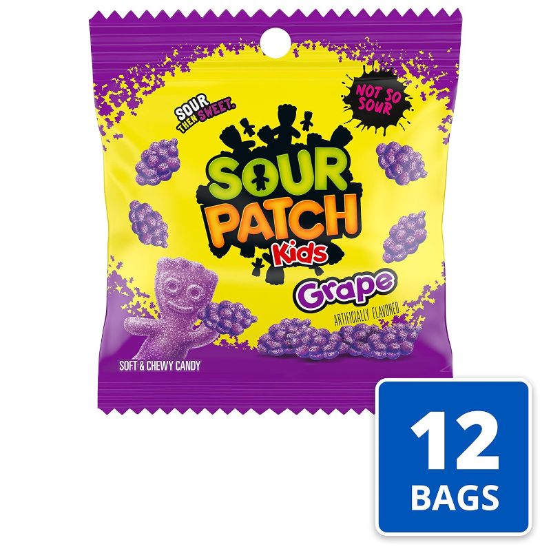 Photo 1 of SOUR PATCH KIDS Grape Soft & Chewy Candy, Bulk Candy, 12 - 3.58 oz Bags BB 12.07.24