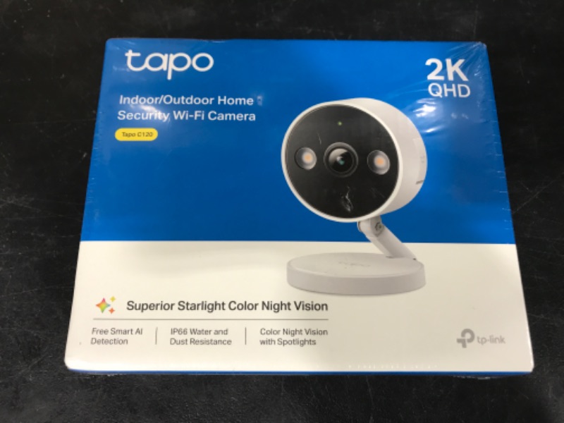 Photo 2 of Tapo TP-Link 2K QHD Security Camera, Indoor/Outdoor Color Night Vision, Free Person/Pet/Vehicle Detection, Invisible IR Mode, SD Storage, C120