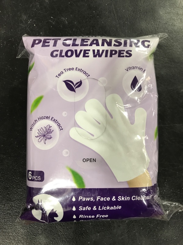 Photo 2 of cyeollo Pet Cleaning Wipes for Dogs Fur & Butt, Dog Dry Grooming Bath Glove Wipes for Deodorizing, Lick Safe Cats Cleaning Wipes, Wash Free, 18PCS