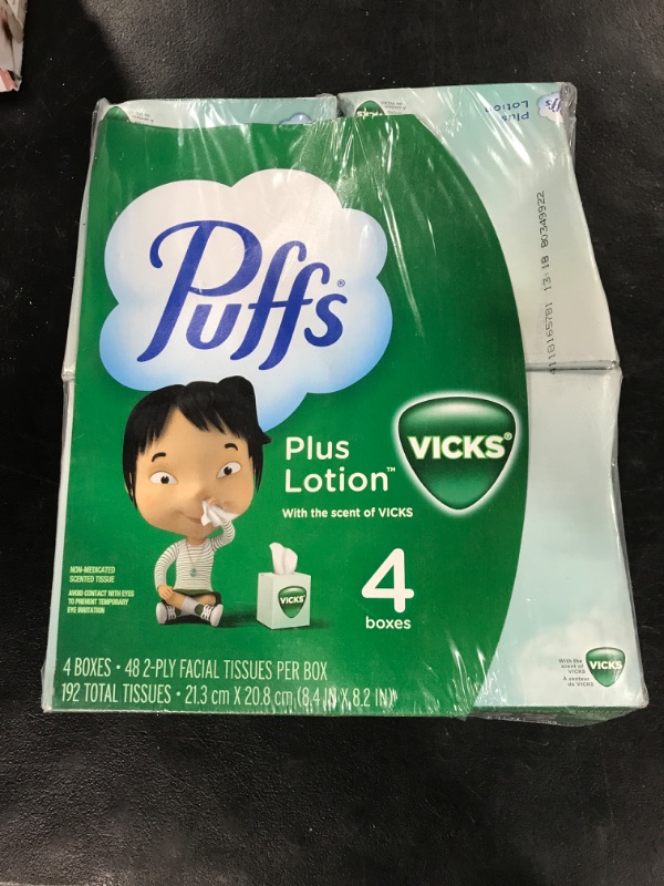 Photo 2 of Puffs Plus Lotion with Vicks Facial Tissues, 4 Cubes, 48 Tissues per Box