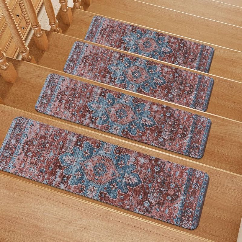 Photo 1 of OJIA Extra Non-Slip Stair Treads for Wooden Steps, 30"X8" Indoor Stair Runners Slip Resistant Stair Rugs Safety Mats for Dogs, Kids & Elders, Rubber Backed Stair Treads Staircase Step Tread