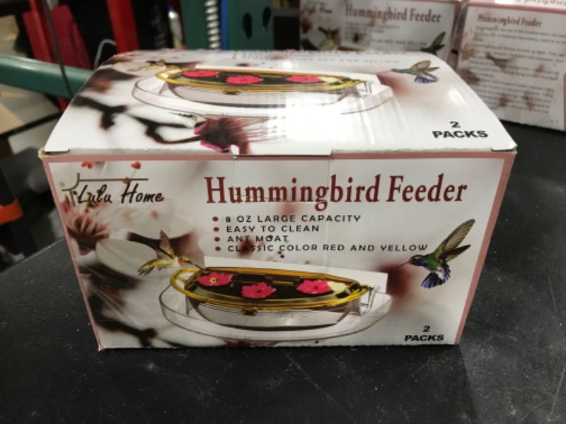 Photo 3 of Lulu Home 2 Packs Hummingbird Feeder, 8 Fluid Ounces Flower Bird Feeder with 3 Feeding Stations for Outdoors