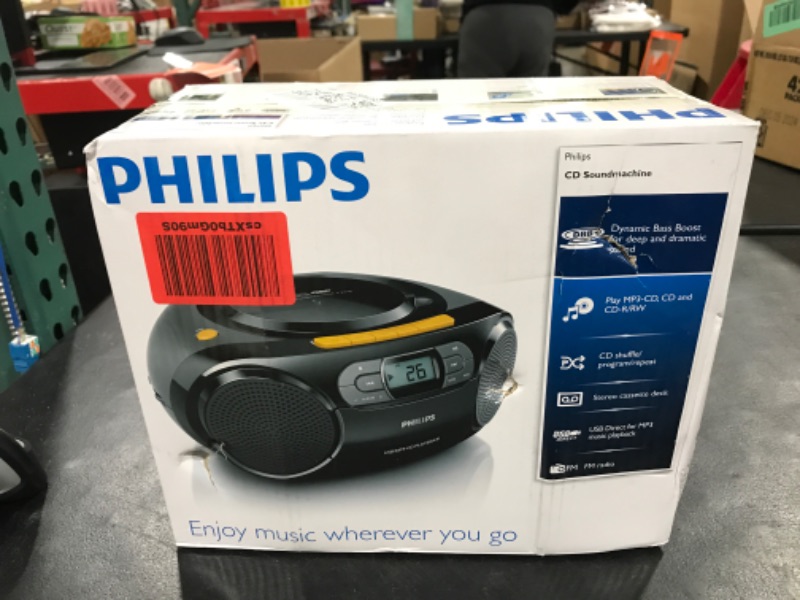 Photo 2 of Philips Boombox Portable CD Player - Portable MP3 Player and Cassette Tape Player, Boom Box Compact Stereo Sound System with Dynamic Bass Boost, Take Your Music Outside with USB HiFi Music Player