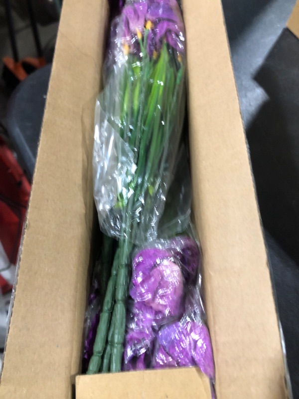 Photo 2 of Artificial Flowers 12 Bundles Outdoor UV Resistant Fake Flowers No Fade Faux Plastic Greenery Shrubs Garden Porch Window Box Decorating (Purple)