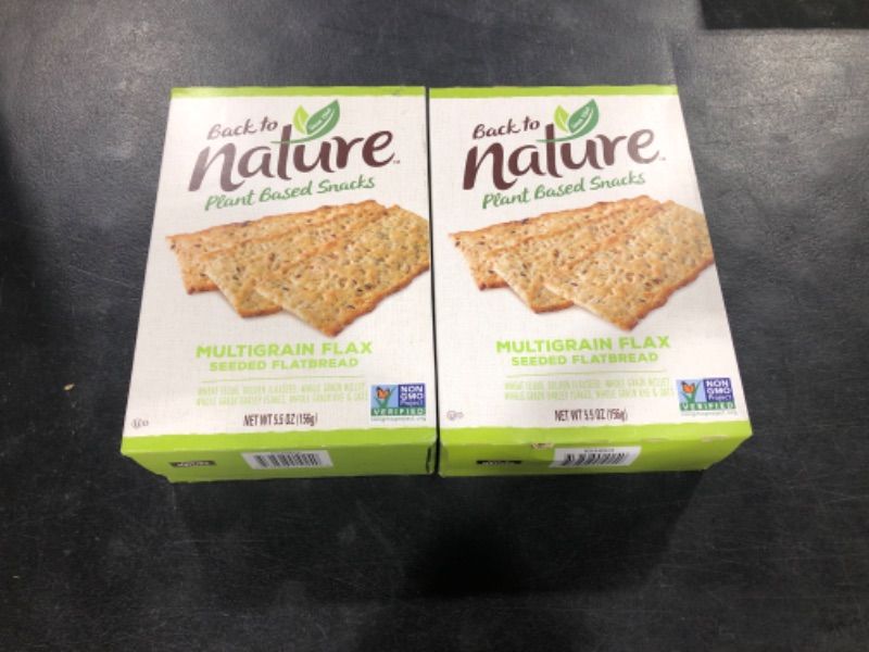 Photo 2 of  2 PACK Back to Nature Multigrain Flax Seeded Flatbread Crackers - Dairy Free, Non-GMO, Made with Wheat Flour & Whole Grains, Delicious & Quality Snacks, 5.5 Ounce Multigrain Flax Seed 5.5 Ounce (Pack of 2) BB 11.27.24