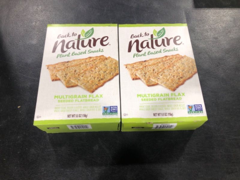 Photo 2 of  2 PACK Back to Nature Multigrain Flax Seeded Flatbread Crackers - Dairy Free, Non-GMO, Made with Wheat Flour & Whole Grains, Delicious & Quality Snacks, 5.5 Ounce Multigrain Flax Seed 5.5 Ounce (Pack of 2) BB 11.27.24