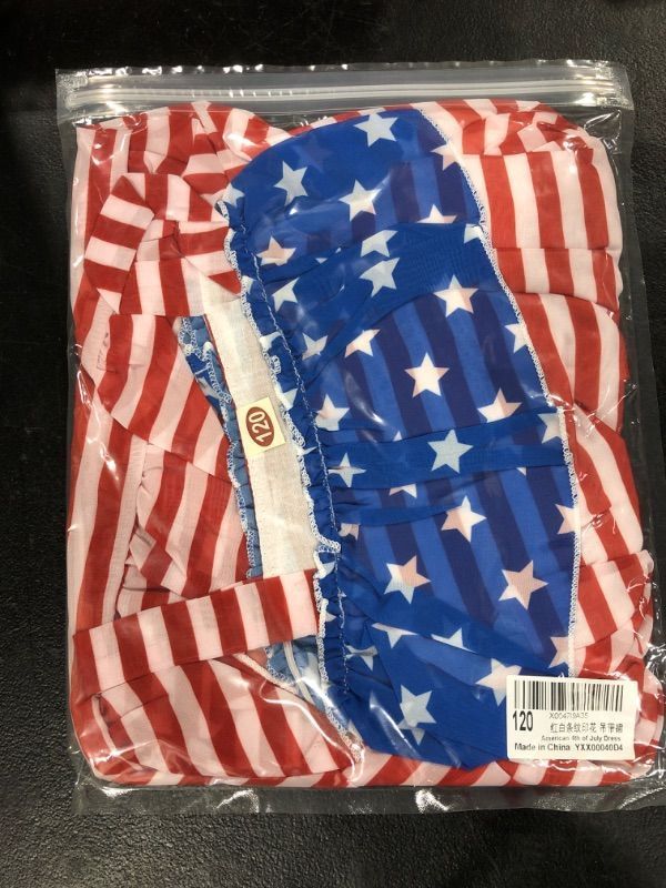 Photo 2 of Sanpersonlin Toddler Girls Summer Dress Kids American Flag Dress 4th of July Stars Stripes Chiffon Princess Dresses (040D-Red, 5-6 Years)