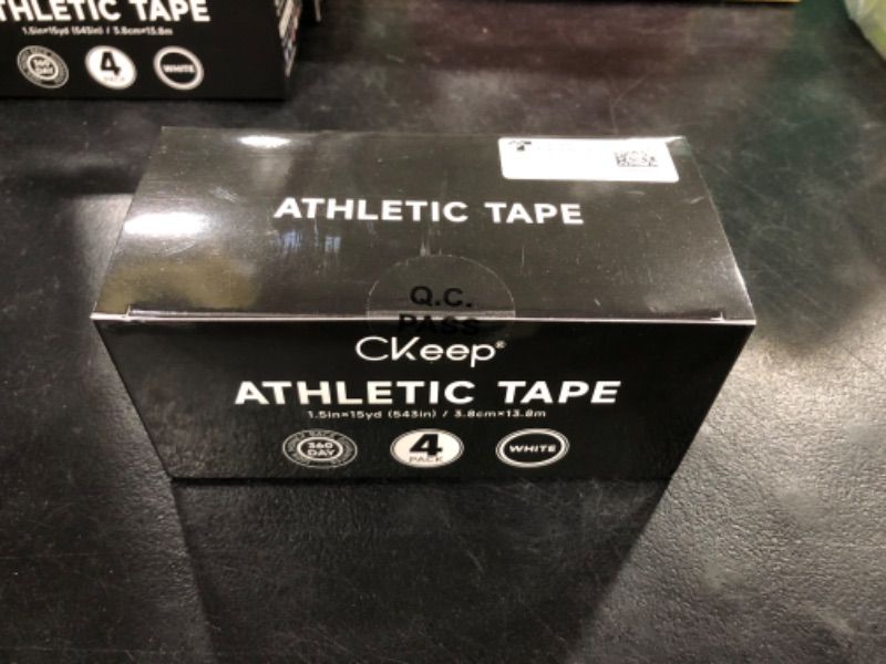 Photo 2 of CKeep Athletic Tape,4 Pack White Sports Tape, Very Sturdy No Glue Residue,Wrist Ankle Tape for Muscle,Climbing,Boxing,Athletes,Baseball Bats,Strains,Sprains,Injuries?1.5 Inches?