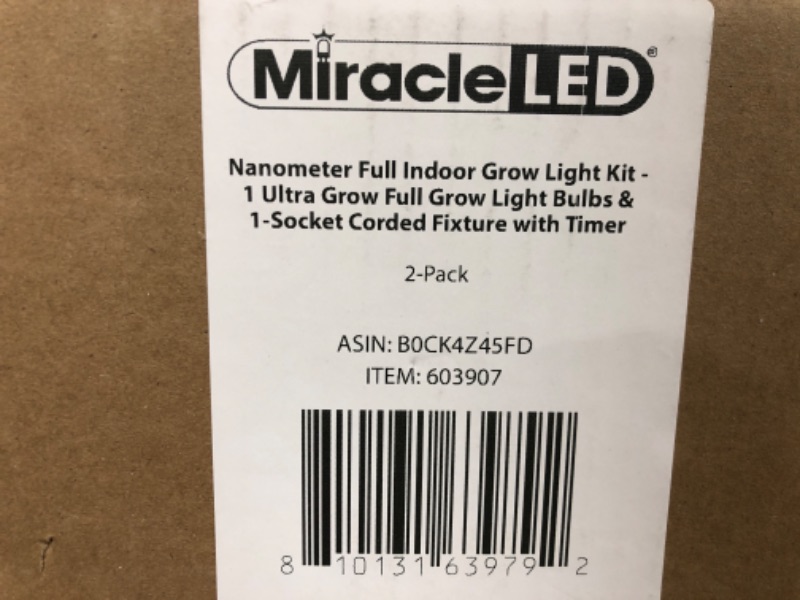 Photo 2 of Miracle LED Nanometer Full Indoor Grow Light Kit - Includes 1 Ultra Grow Full Spectrum 150W Replacement Grow Light Bulbs & 1-Socket Corded Fixture with SproutMatic Timer (2-Pack)