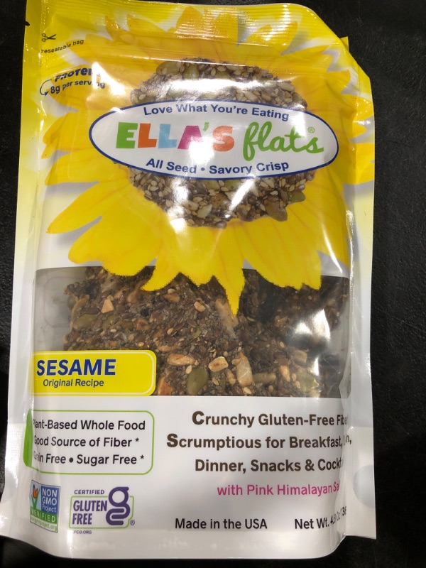 Photo 2 of Ella's Flats Sesame Crisp, 6.5 OZ BOX OF 3 // BB 04/30/25