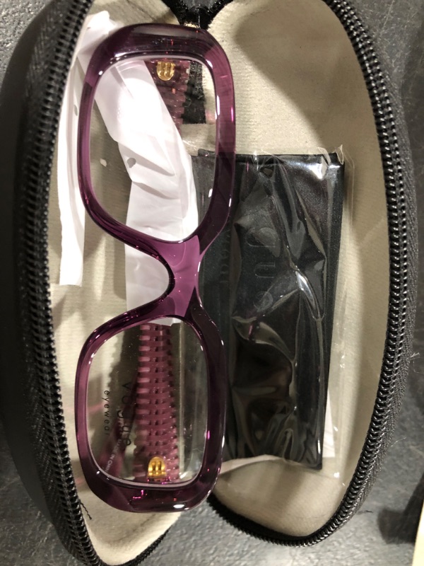 Photo 2 of Vogue Eyewear Women's VO5568 Square Prescription Eyewear Frames, Transparent Purple/Demo Lens, 49 mm