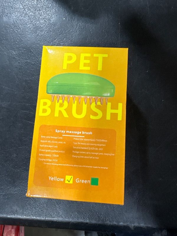 Photo 2 of Cat Steam 3-in-1 Multifunctional Rechargeable Silicone Brush for Removing Cat and Dog Tangled, Loose Hair (Lime Green)