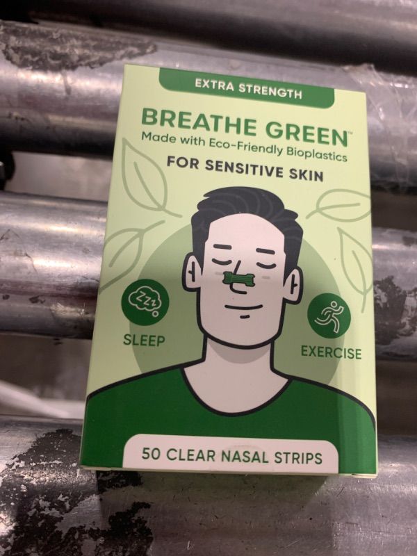 Photo 1 of Breathe Green Nasal Strips | 30 Count | Drug-Free, Extra Strength, Sensitive Skin | Nasal Congestion Relief for Colds & Allergies, Sleep Right, Breathe Easy (30) (Large, 50, Count)
