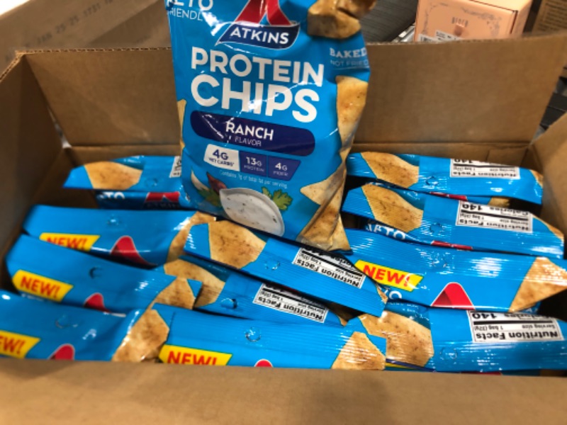 Photo 1 of Atkins Ranch Protein Chips, 4g Net Carbs, 13g Protein, Gluten Free, Low Glycemic, Keto Friendly, 12 Count EXP-12/03/2024
