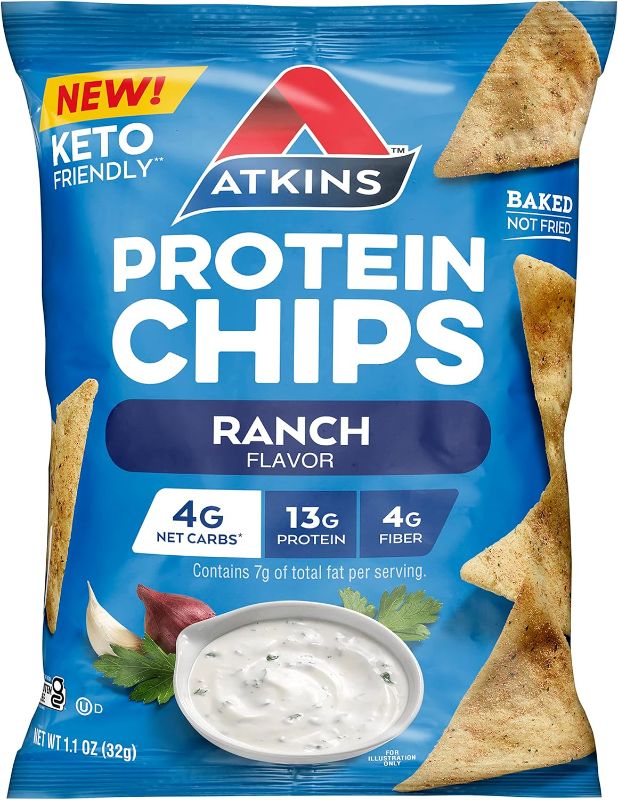 Photo 1 of Atkins Ranch Protein Chips, 4g Net Carbs, 13g Protein, Gluten Free, Low Glycemic, Keto Friendly, 12 Count EXP-12/03/2024
