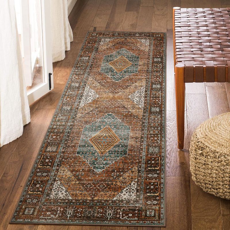 Photo 1 of GENIMO Runner Rug 2x10, Non Slip Vintage Hallway Runner Rugs, Low Pile Lightweight Machine Washable Mat for Hallway, Entryway, Bedroom, Kitchen and Corridor...
